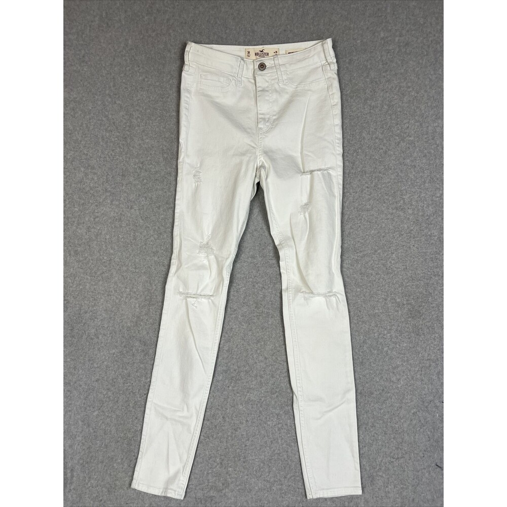 Hollister Jeans Women’s White High-Rise Jean Super Skinny 3R 26 X30 Distressed